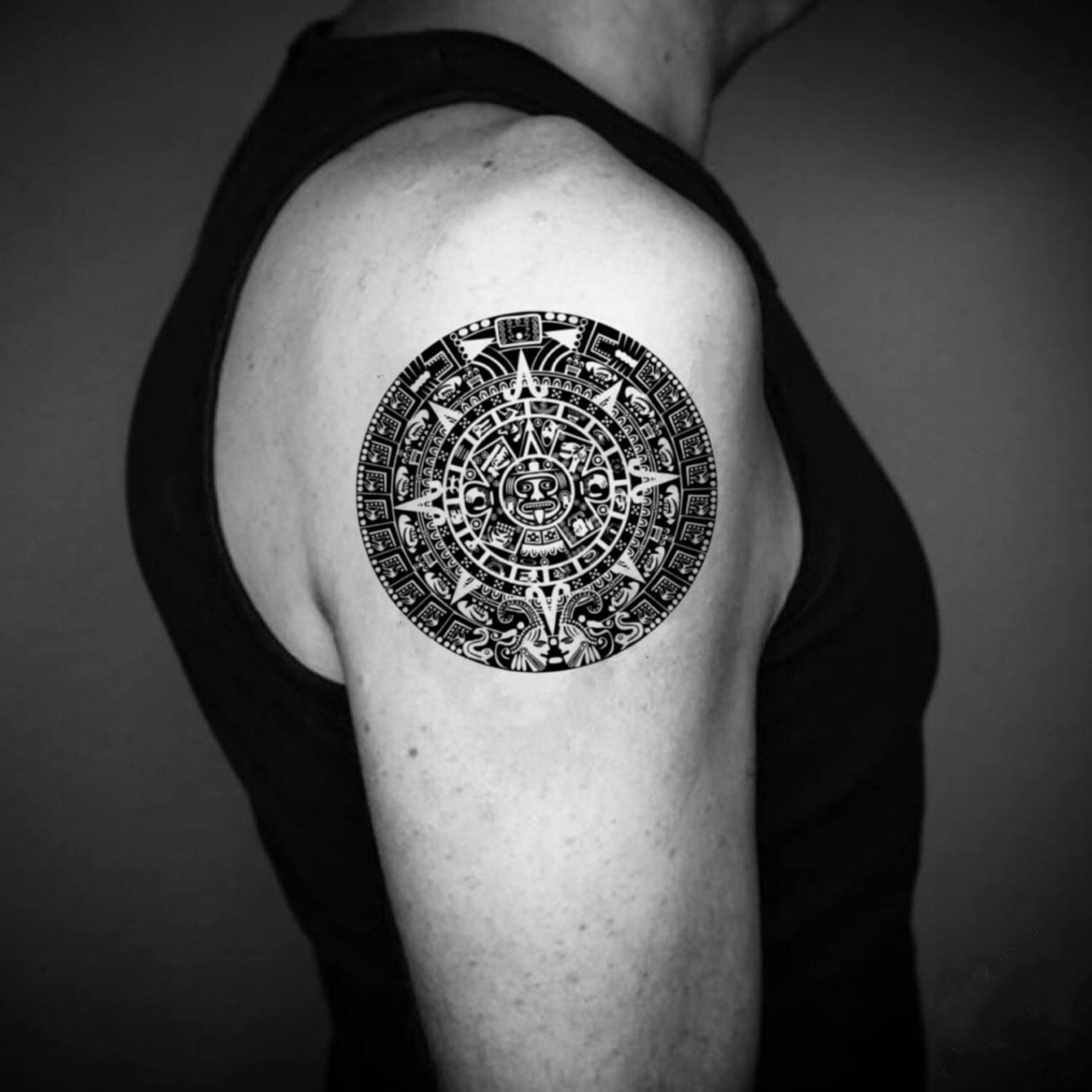 aztec calendar tattoo design Bulan 2 Aztec Calendar Temporary Tattoo Sticker (Set of ) - OhMyTat