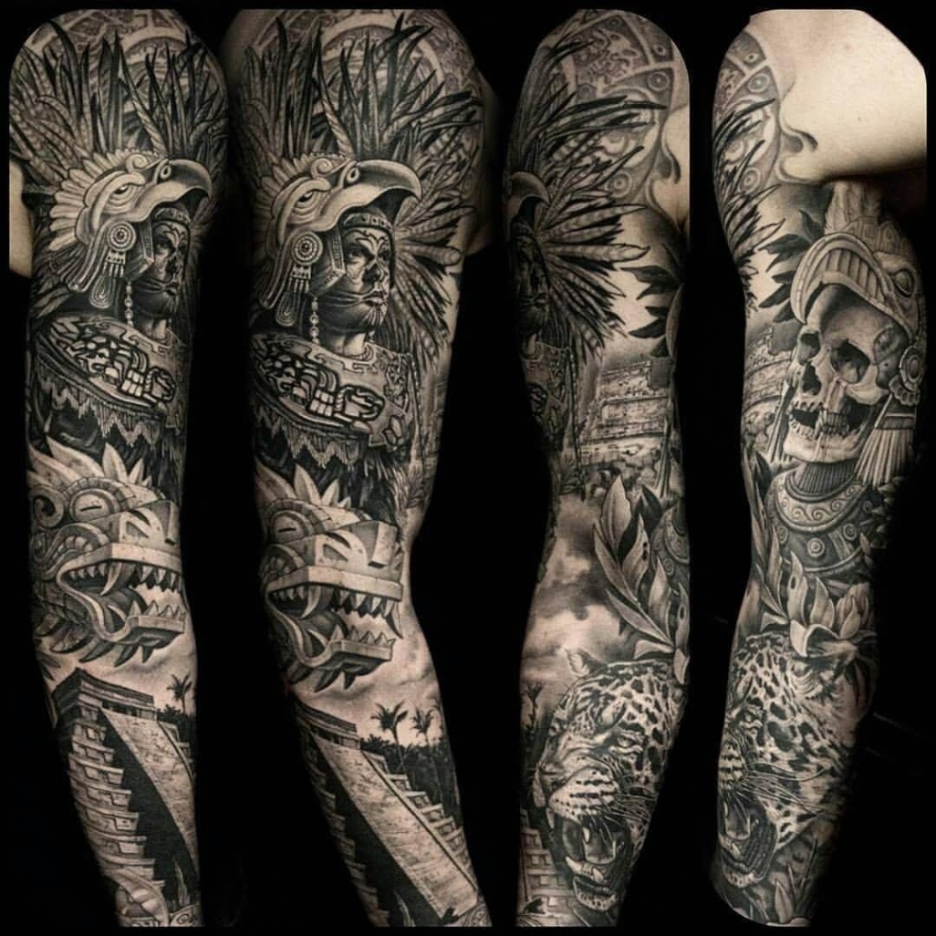 aztec sleeve tattoo designs Bulan 2  Aztec Tattoo Ideas for Men and Women - The Body is a Canvas