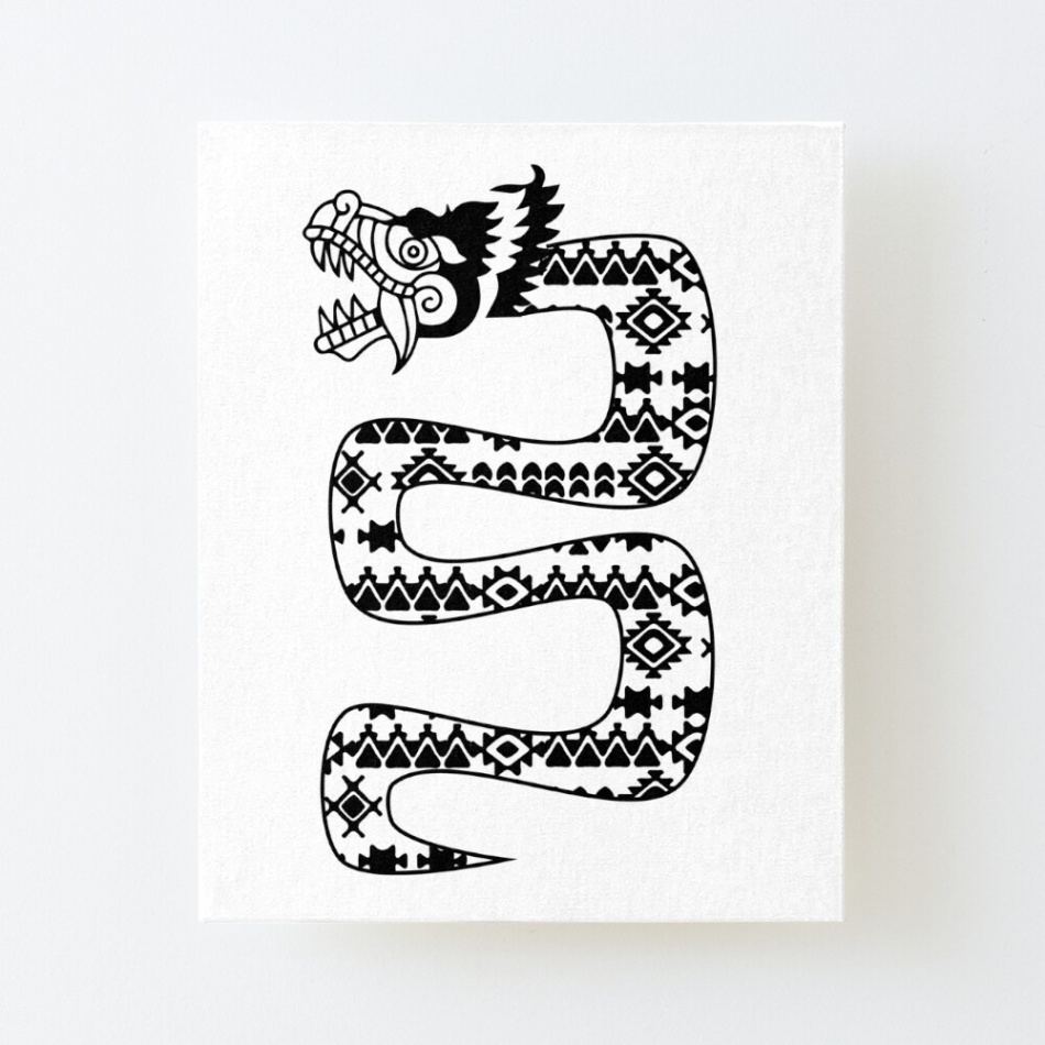 aztec serpent designs Bulan 2 Aztec Tribal serpent dragon Black" Art Board Print for Sale by