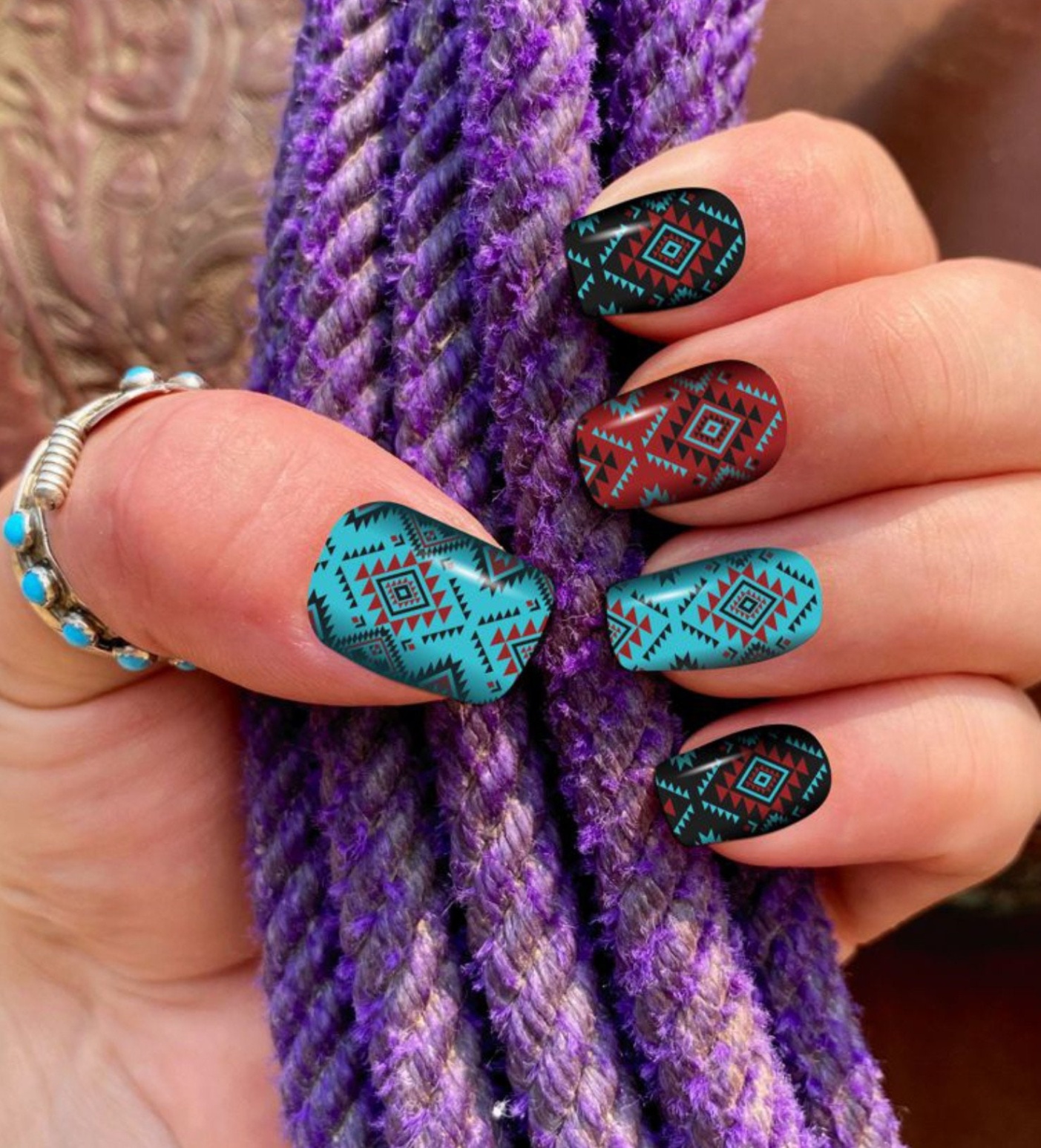 aztec western nail designs Bulan 2 Real nail polish western nail stickers as shown the Aztec design