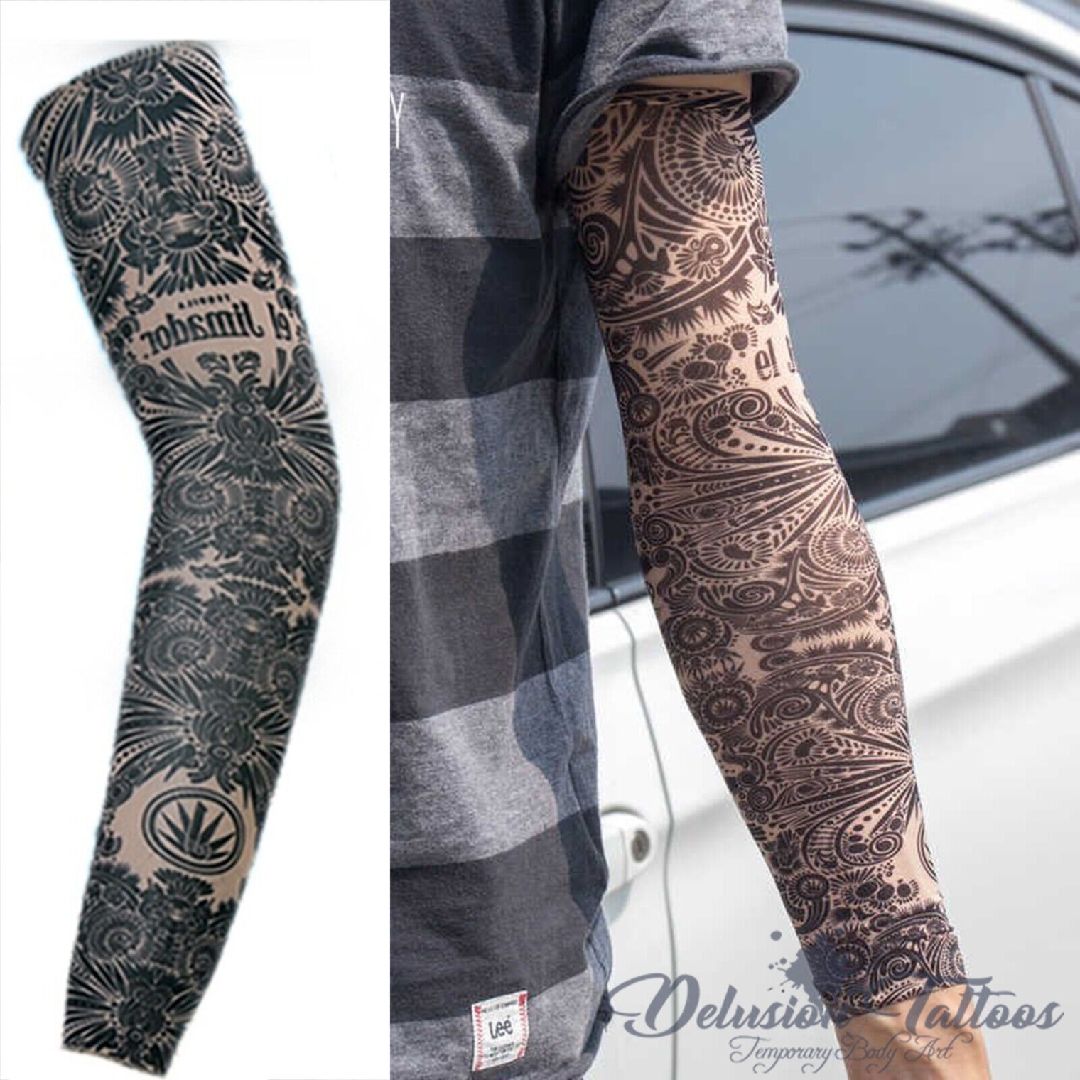 aztec sleeve tattoo designs Bulan 2 Temporary Tattoo Sleeve Nylon Arm Warmer Aztec Tribal Mens Women