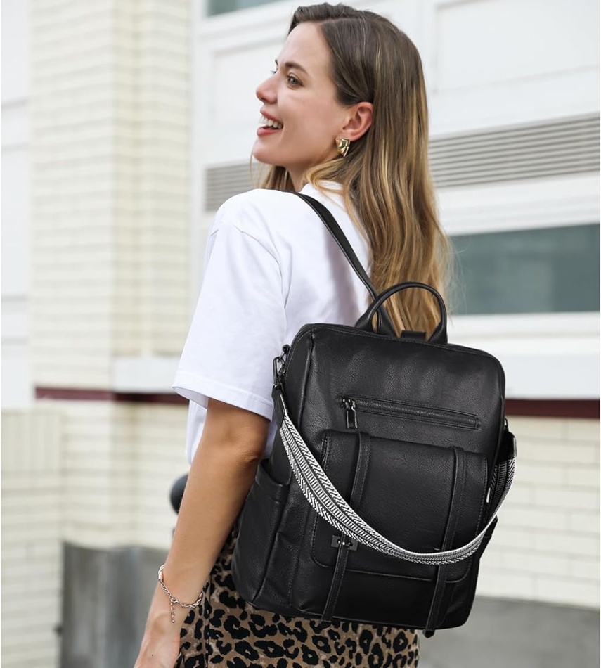 backpack designer purse Bulan 4 Backpack Purse for Women Leather Backpack Purse Travel Fashion Convertible  Designer Ladies Shoulder Bags